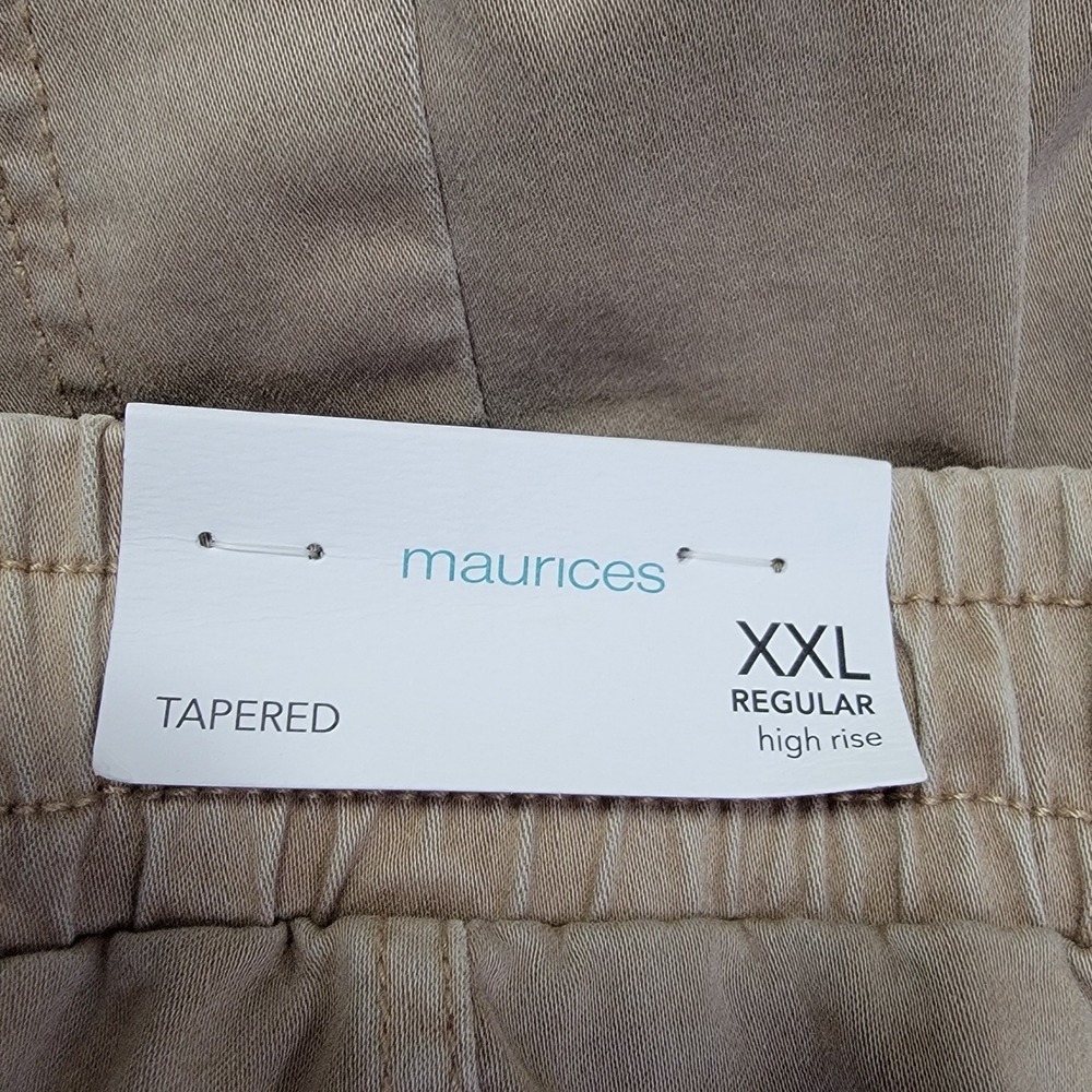 Maurices NWT Tapered Pants Womens XXL 16 18 Plus Size Tan High Rise‎ Utility - Picture 5 of 9